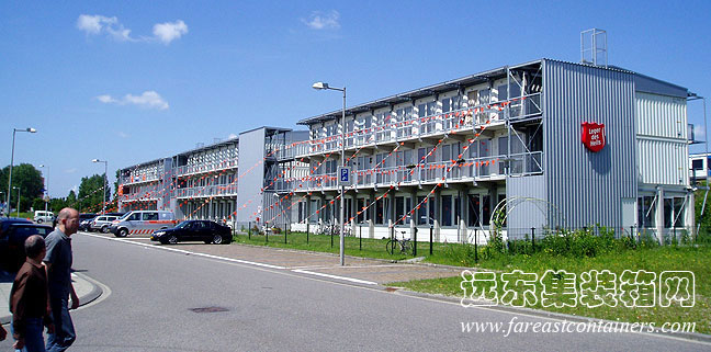 SalvationArmy 宿舍首層支撐結構為混凝土柱,集裝箱房屋,集裝箱建筑,集裝箱住宅,集裝箱活動房,住人集裝箱