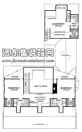 美國某活動住宅二層平面