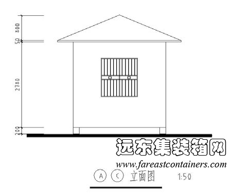 集裝箱式活動住宅修正方案外觀方案二AC立面圖