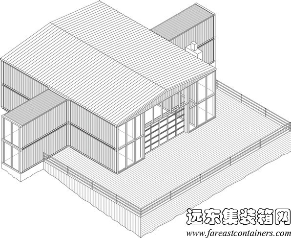 12號(hào)集裝箱住宅軸測圖