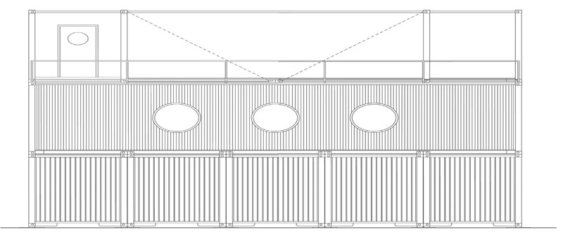 GAD 集裝箱畫廊的正立面圖